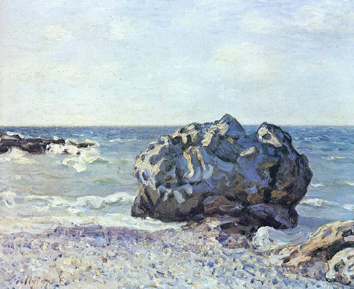 Alfred Sisley Bucht von Langland mit Felsen